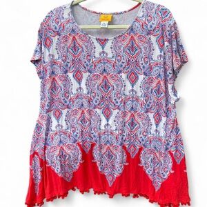 Ruby Rd. Red and Blue Paisley Blouse